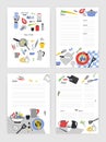 Set of vertical card templates for making notes about cooking homemade meals and food preparation. Blank recipe book Royalty Free Stock Photo