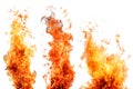 Set of vertical flames on a transparent background. Set of design elements, overlays of open flames and fire in various Royalty Free Stock Photo