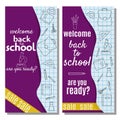 Set of vertical flyers for school advertising or sale with doodle design