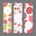 Set of Vertical Fruit Banners. Harvest berry ornament. Vector Illustrations. Royalty Free Stock Photo