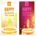 Set of Vertical 'Happy Birthday' Banners. Vector illustration. Royalty Free Stock Photo