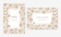 Set of vertical and horizontal card templates with frames made of Austin rose flowers and place for text. Elegant