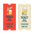 Set of vertical oktoberfest ticket templates with beer festival entrance ticket design. Flat illustration