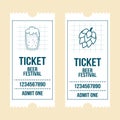 Set of vertical oktoberfest ticket templates with beer festival entrance ticket design.