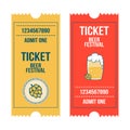 Set of vertical oktoberfest ticket templates with beer festival entrance ticket design.