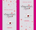 Set of vertical sale header or banner with discount offer for Happy Valentine's Day celebration, flyers, covers, posters, brochur Royalty Free Stock Photo