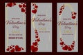 Set of vertical sale header or banner with discount offer for Happy Valentine`s Day celebration, flyers, covers, posters Royalty Free Stock Photo