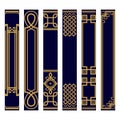 Set of Vertical spines of books pattern. Bookbinding template design. Samples roots of the book. Luxury gold and blue ornament. Royalty Free Stock Photo