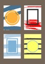 Set of vertical trendy templates with frames for design of greeting cards, covers, invitations, flyers. Royalty Free Stock Photo