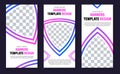 Set of vertical web banners of white color with space for photo and stroke with gradient