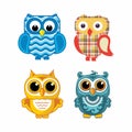 A set of very cute and bright owls