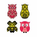 A set of very cute and bright owls