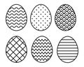 Set of very simple Easter Egg in monoline style. Icons, logo design, hunt signs. Vector illustration