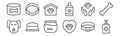 Set of 12 veterinary icons. outline thin line icons such as antiseptic, veterinary, pet food, adoption, animal shelter, pet bed