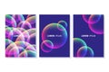 Set of vibrant colorful bubble shapes compositions. Futuristic design posters templates.