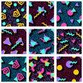 Set of vibrant geometric patterns