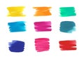 Set of vibrant hand drawn watercolor stains and strokes,  marker strokes Royalty Free Stock Photo