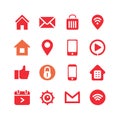 Set of vibrant icons representing communication and technology Royalty Free Stock Photo