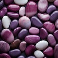 Photorealistic Purple And White Pebbles On Black Background