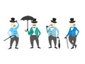 Set of victorian gentlemen. Vector hand drawn collection of characters. Royalty Free Stock Photo