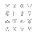 Set of victory and award icons, ribbon, trophy, medal, cup, diploma, champion. Royalty Free Stock Photo