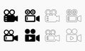 Set of video camera icons in black and white Royalty Free Stock Photo
