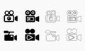 Set of video camera icons in black and white Royalty Free Stock Photo