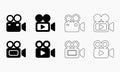 Set of video camera icons in black and white Royalty Free Stock Photo
