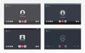 Set of video chat user interface. Video call icons background. Collection grey window overlay. Vector illustration. Isolated on