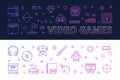 Video Games outline colored banners - vector illustration Royalty Free Stock Photo