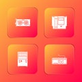 Set Video graphic card, Cartridge, Computer and keyboard icon. Vector Royalty Free Stock Photo