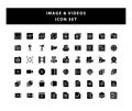 Set of Video and Photo icon with glyph style design vector