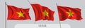 Set of Vietnam waving flag on isolated background vector illustration