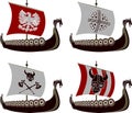 Set of viking drakkars Royalty Free Stock Photo