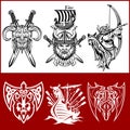 Set of viking emblems, labels and logos.