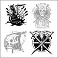 Set of viking emblems, labels and logos.