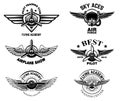 Set of vintage airplane show emblems. Design elements for logo, label, sign, menu