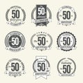 Set of Vintage Anniversary Badges 50th Year Celebration.