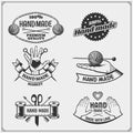 Set of vintage antiques shop labels, badges, emblems and design elements.