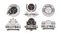 Set of vintage badge emblem Volley club logo, Volley tournament vector icon