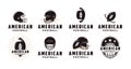 Set of vintage badge patch emblem American football sport logo with american football equipment vector icon Royalty Free Stock Photo