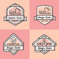 Set of vintage badges, banners, label, ribbon and logos template vector for business and shop Royalty Free Stock Photo