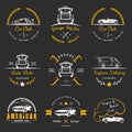 Set of vintage badges car club and garage Royalty Free Stock Photo