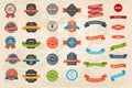 Set of vintage Labels, Ribbons, Sticker and Badges