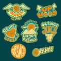 Set of vintage badges orange, orange lovers, sticker, logo and emblems Royalty Free Stock Photo
