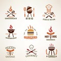 Set of vintage barbecue and grill labels Royalty Free Stock Photo