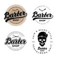 Set of vintage barber shop badges, emblems, labels or logotype. Royalty Free Stock Photo