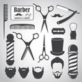 Set of vintage barber shop elements, icons, labels Royalty Free Stock Photo