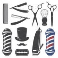 Set of vintage barber shop elements. Royalty Free Stock Photo