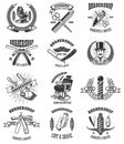 Set of vintage barber shop emblems, badges and design elements. for logo, label, sign Royalty Free Stock Photo